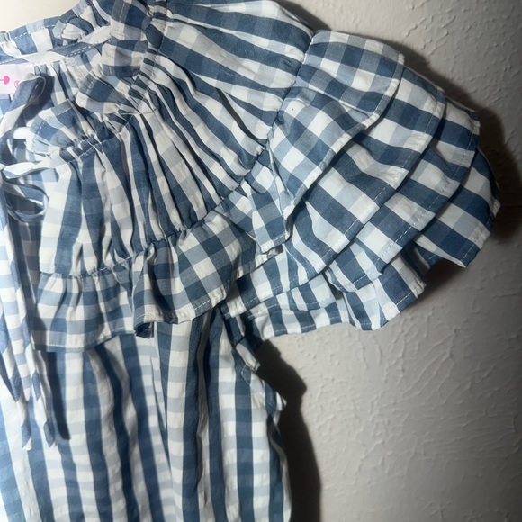 Buddy Love Blue Checkered Ruffle Blouse.100%Cotton.size. S - Picture 6 of 12